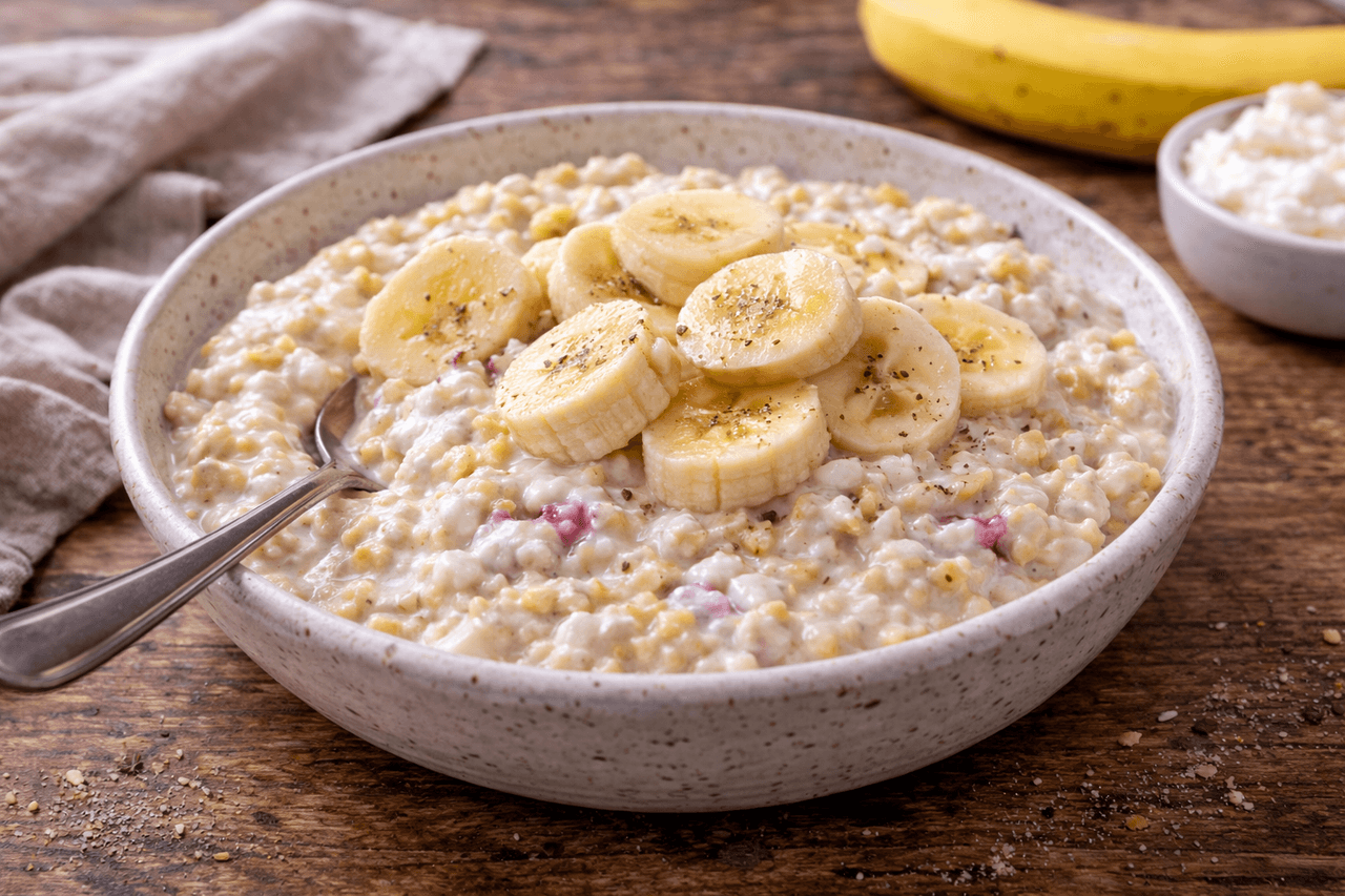 High Protein Porridge mit Magerquark - High Protein Rezept von Fitness Küche