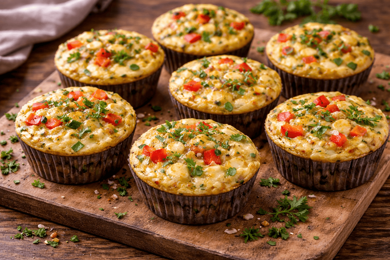Herzhafte High Protein Eier-Muffins mit Gemüse - High Protein Rezept von Fitness Küche