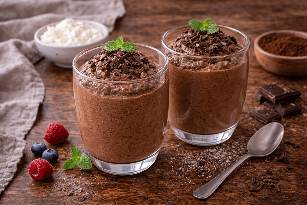 High Protein Schoko-Mousse mit Quark - High Protein Rezept von Fitness Küche