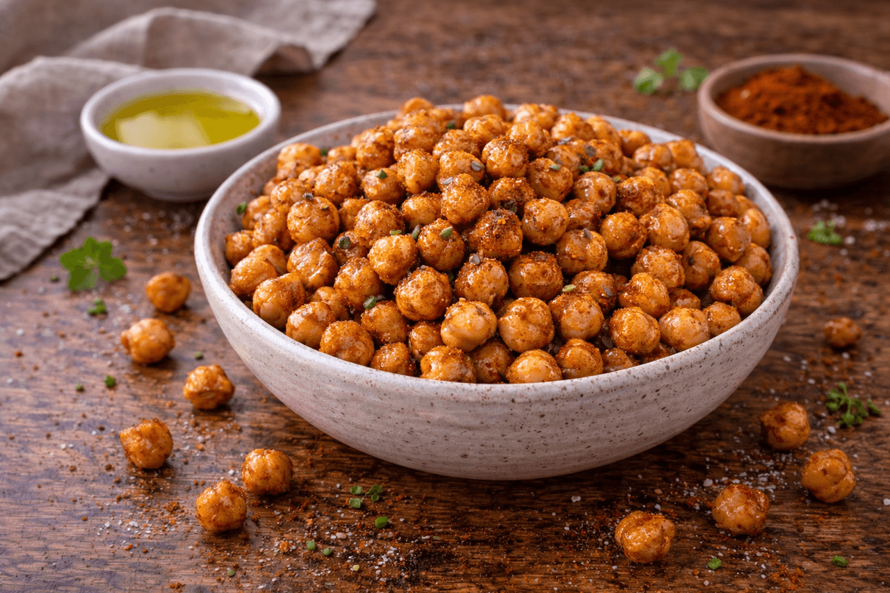 Knusprige High Protein Kichererbsen aus dem Ofen - High Protein Rezept von Fitness Küche