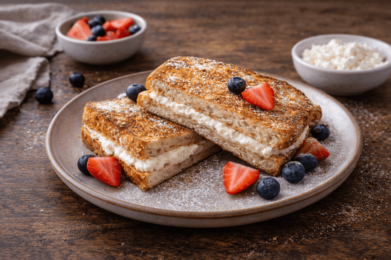 High Protein French Toast mit Quarkfüllung - High Protein Rezept von Fitness Küche