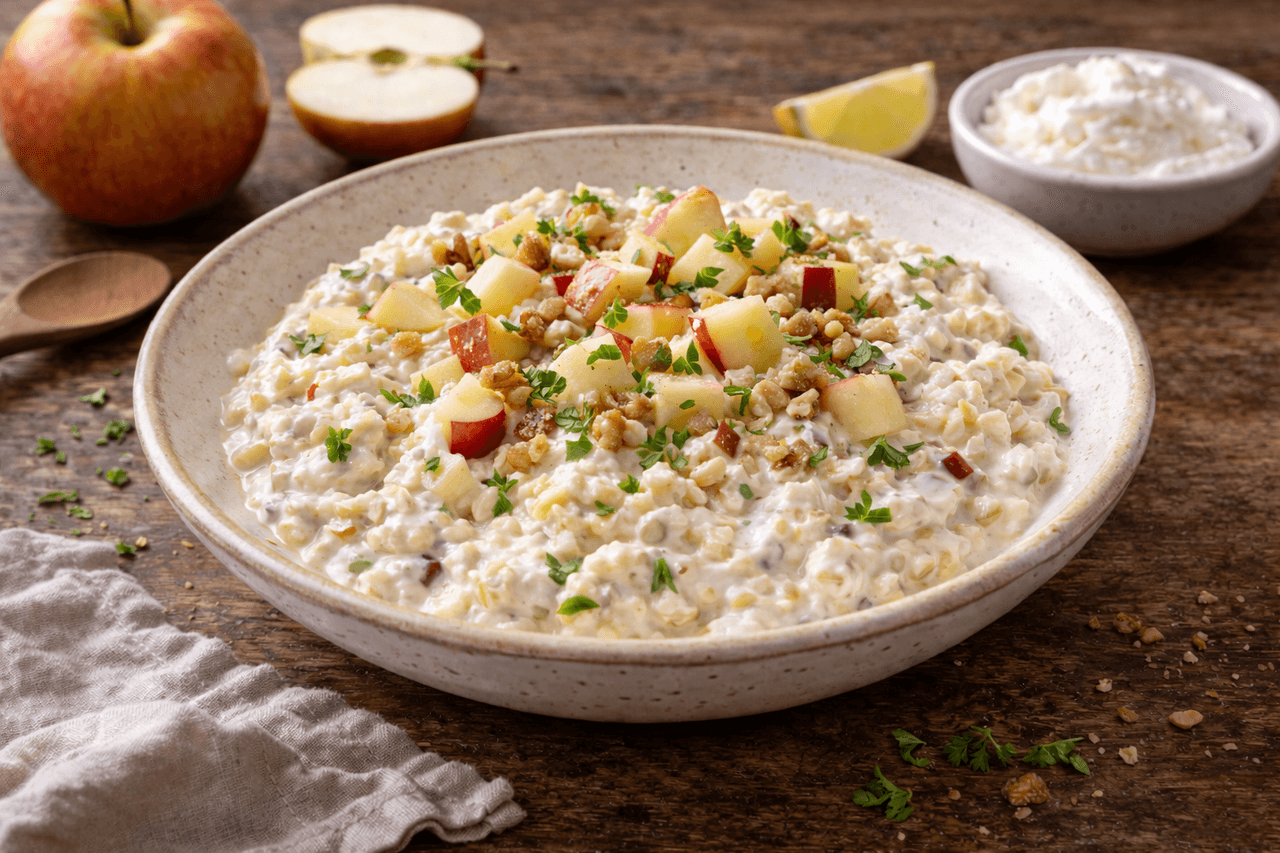 Bircher Müsli – klassisches Schweizer Frühstück - High Protein Rezept von Fitness Küche