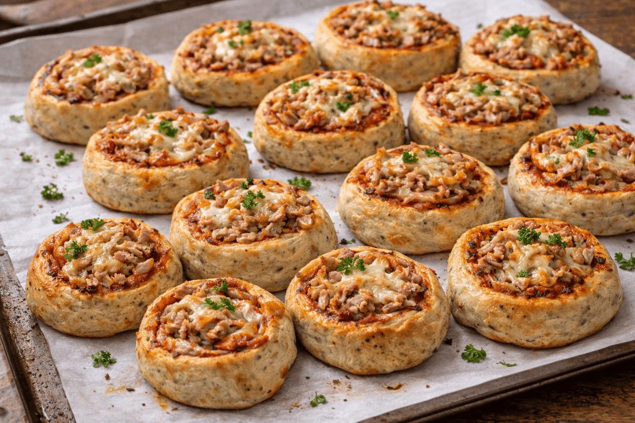 High Protein Pizza-Schnecken mit Thunfisch - High Protein Rezept von Fitness Küche