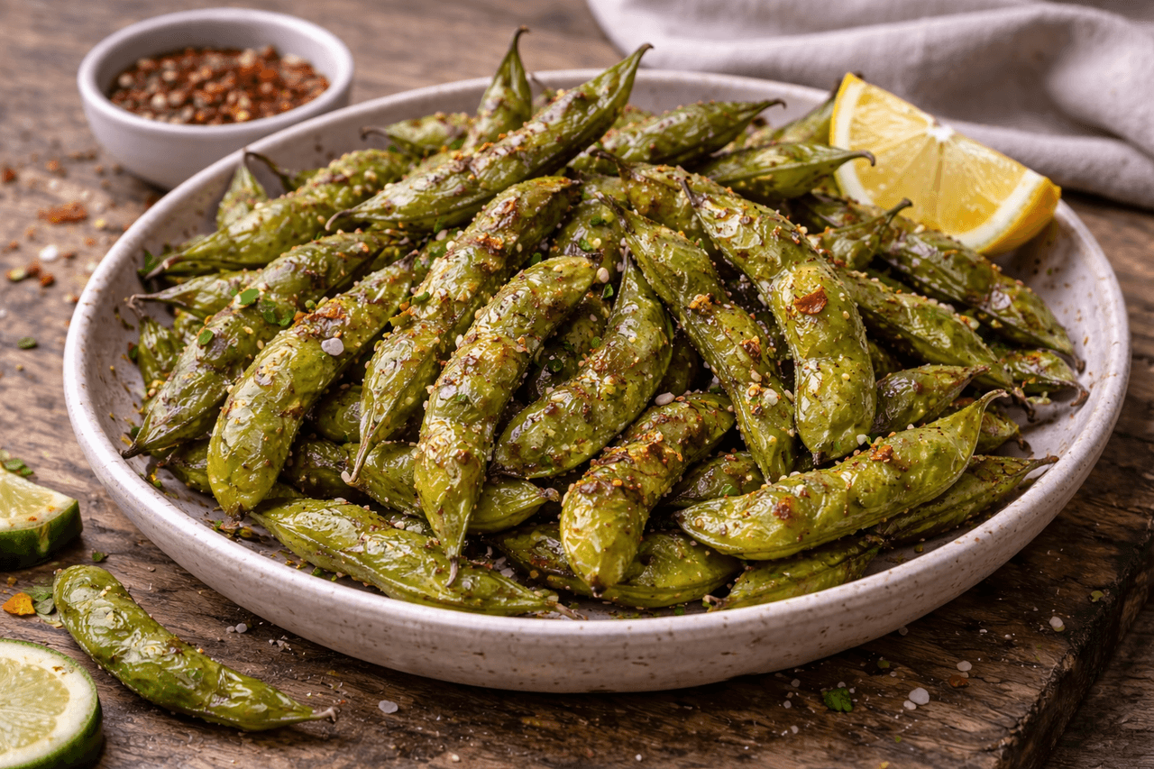 Ofen-Edamame mit Chili, Knoblauch & Zitronensalz - High Protein Rezept von Fitness Küche