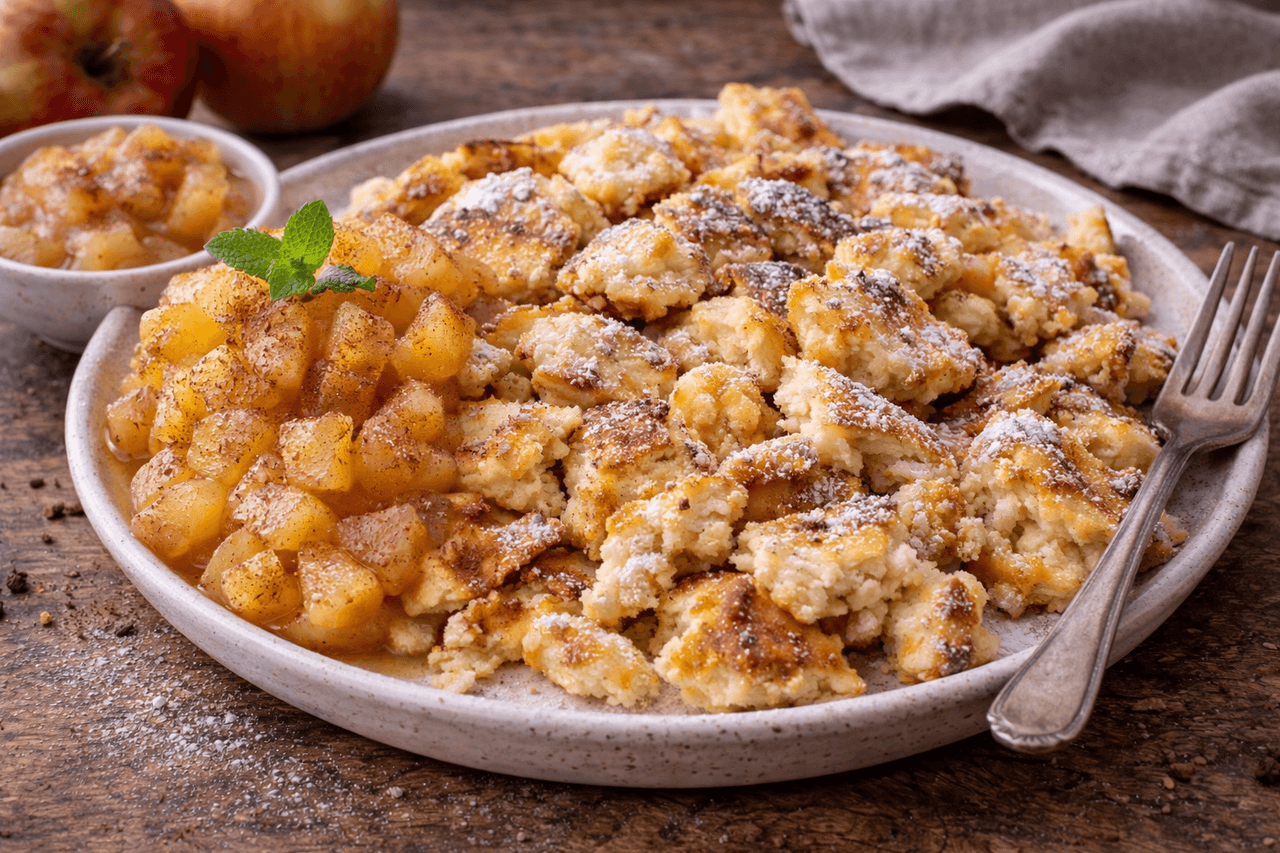 Quark-Kaiserschmarrn light mit Apfelkompott - High Protein Rezept von Fitness Küche