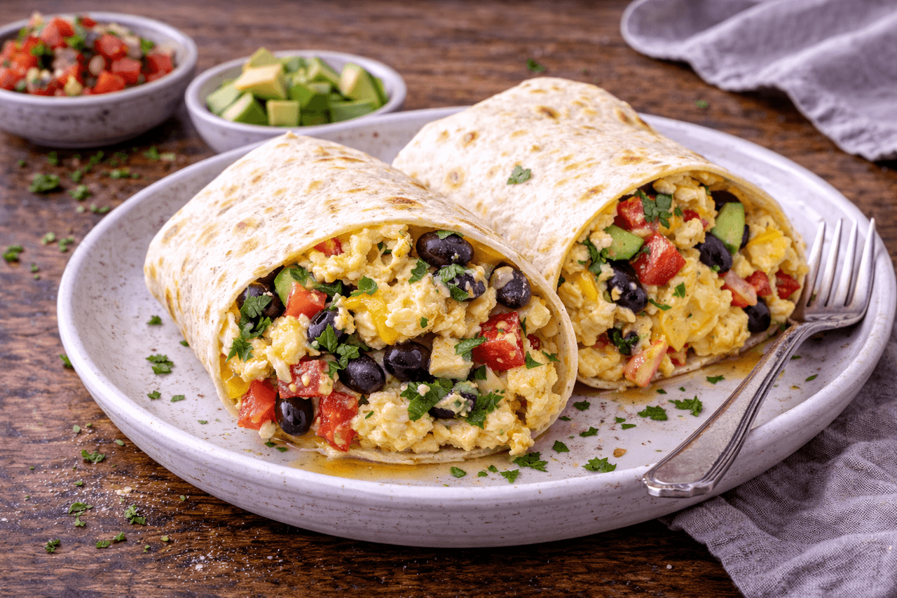 High Protein Frühstücks-Burrito mit Rührei & Bohnen - High Protein Rezept von Fitness Küche
