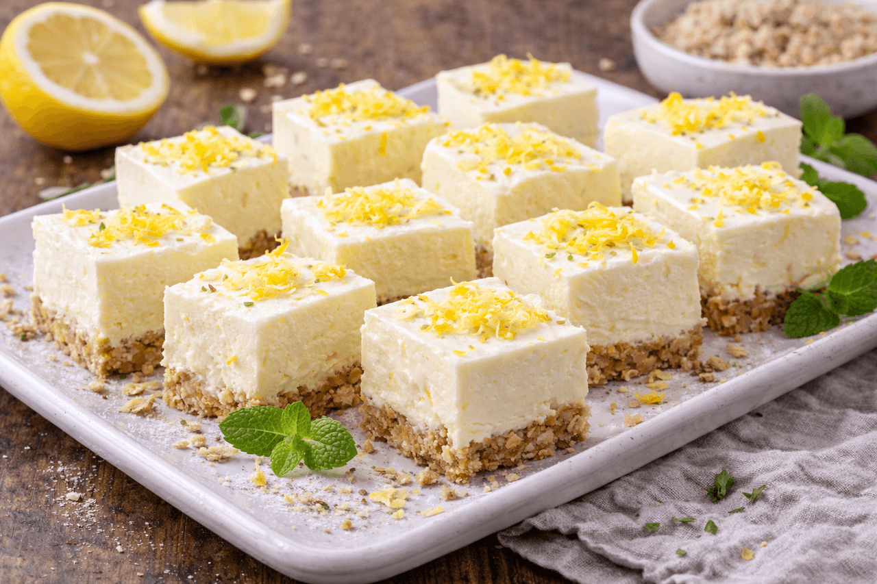 High Protein Zitronen-Käsekuchen-Bites (ohne Backen) - High Protein Rezept von Fitness Küche