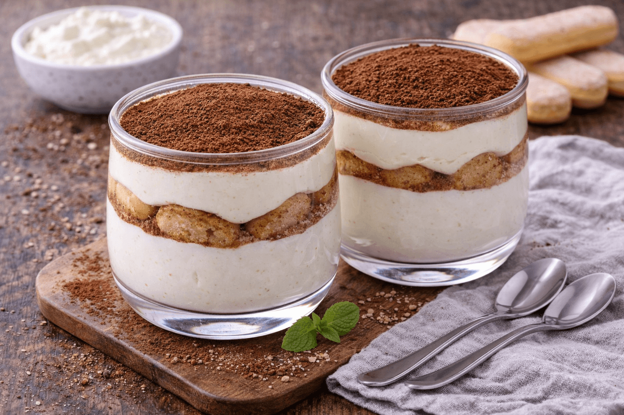 High Protein Quark-Tiramisu im Glas (leicht) - High Protein Rezept von Fitness Küche