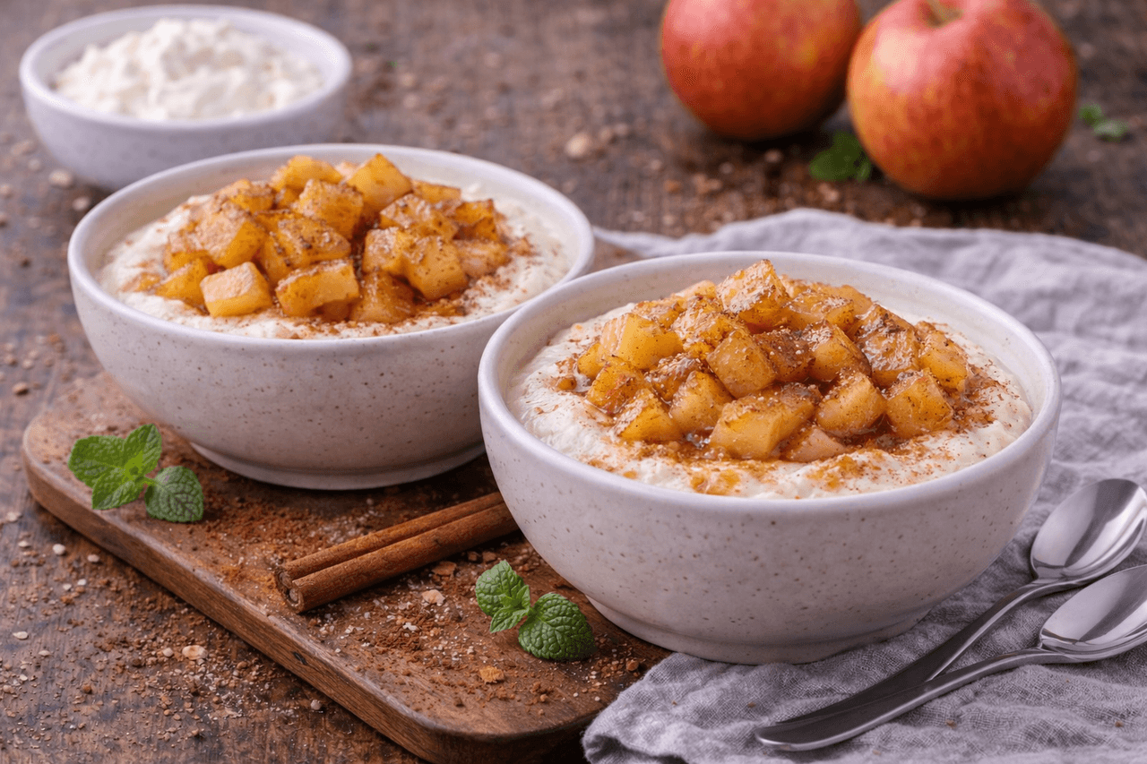 Protein-Grießpudding light mit Zimt-Apfel - High Protein Rezept von Fitness Küche