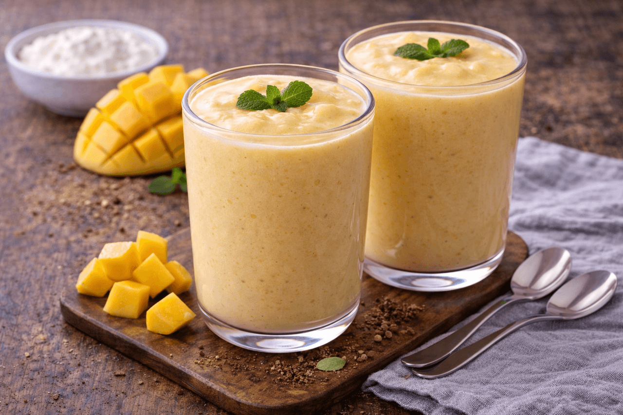 High Protein Mango-Buttermilk-Smoothie - High Protein Rezept von Fitness Küche