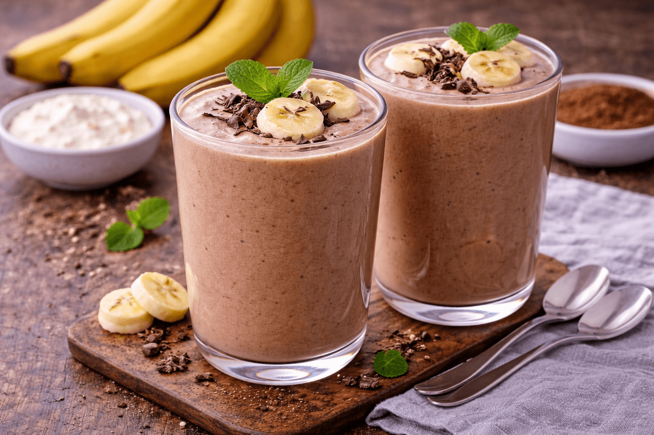 High Protein Kakao-Bananen-Smoothie - High Protein Rezept von Fitness Küche