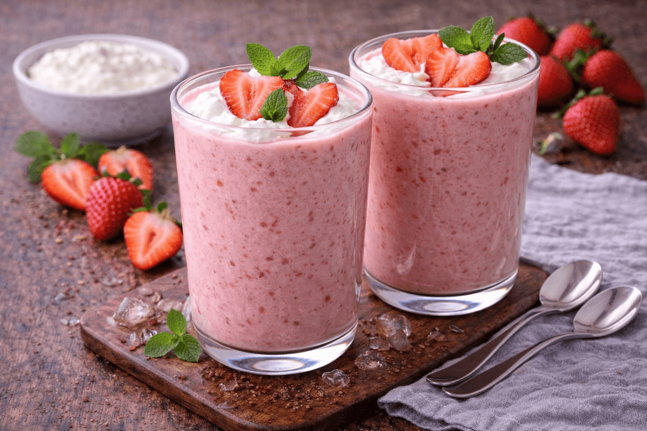 High Protein Erdbeer-Skyr-Shake - High Protein Rezept von Fitness Küche