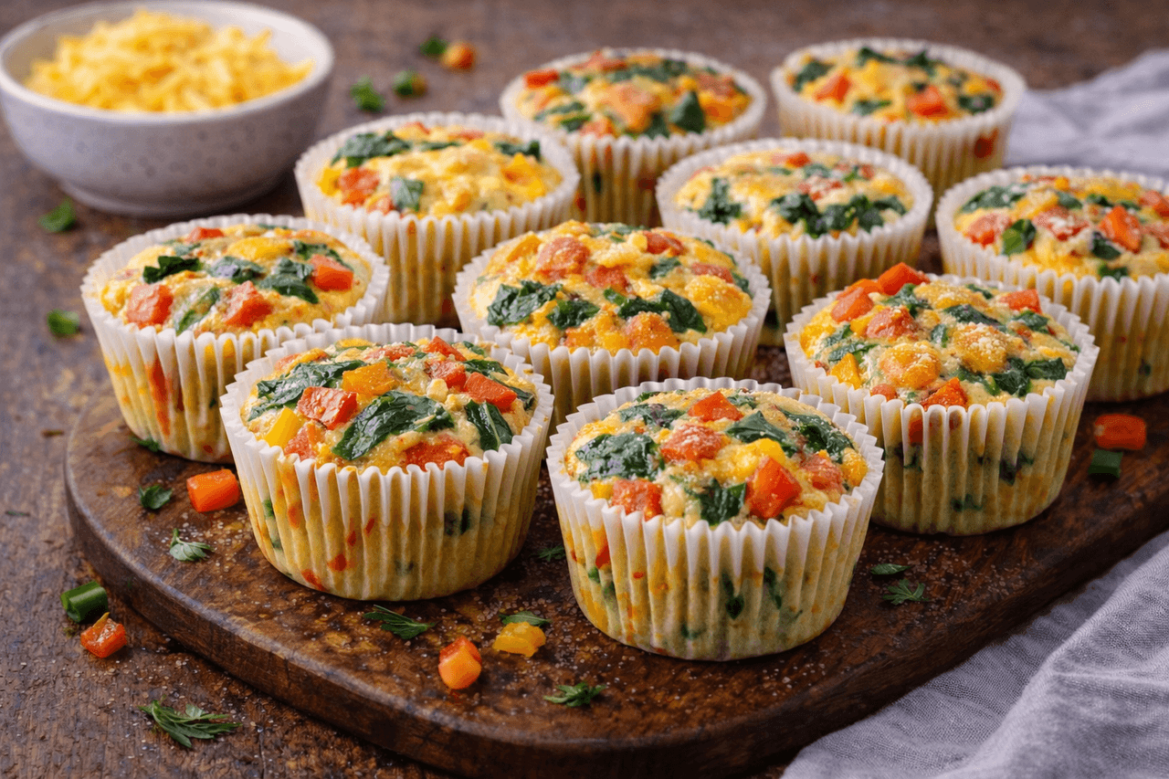 Low Carb Frühstücks-Muffins mit Ei & Gemüse - High Protein Rezept von Fitness Küche