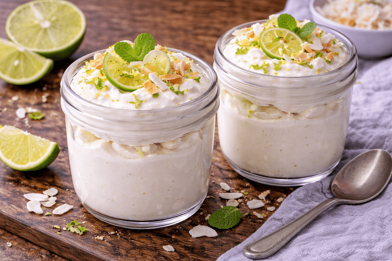 Low Carb Kokos-Limetten-Creme im Glas - High Protein Rezept von Fitness Küche