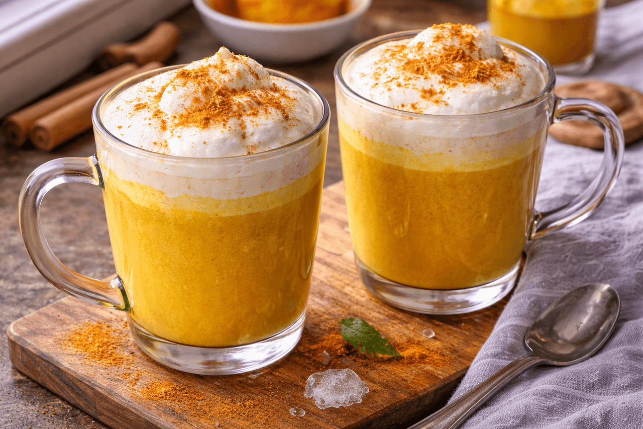 High Protein Golden Kurkuma-Latte mit Skyr-Schaum - High Protein Rezept von Fitness Küche